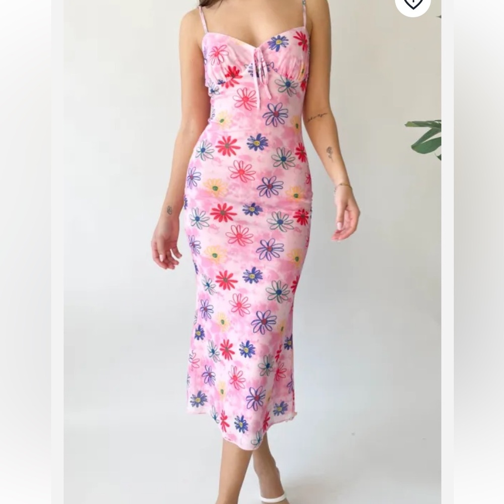 Grey Bandit / Pretty Garbage In Full Bloom Pink Floral Bodycon Dress Size Large